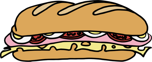 Vektorritning för lång sandwich i färg