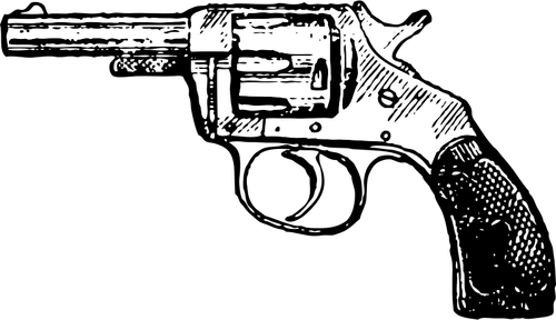 Illustrazione vettoriale di revolver con impugnatura in gomma