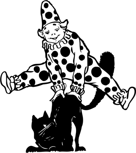 Illustration vectorielle de clown en sautant par-dessus les chat