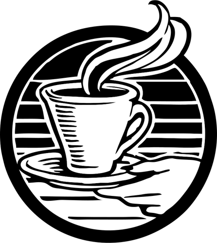 Šálek kávy černé a bílé vektoru