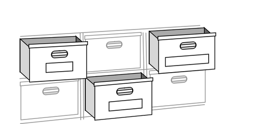 Desenho vetorial de gavetas do armário de arquivo