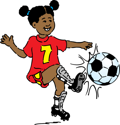 Dívka hraje fotbal vektorový obrázek