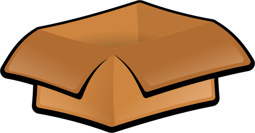 Vector illustraties van open kartonnen doos met hangende deksel