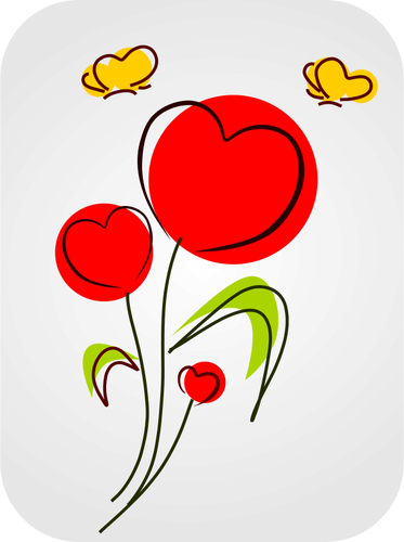 Flores com corações vector clipart
