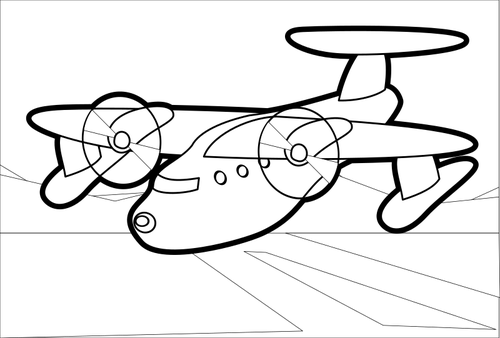 Kontur vektorritning av propeller flygplan