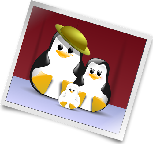 ペンギンの家族の写真のベクトル図