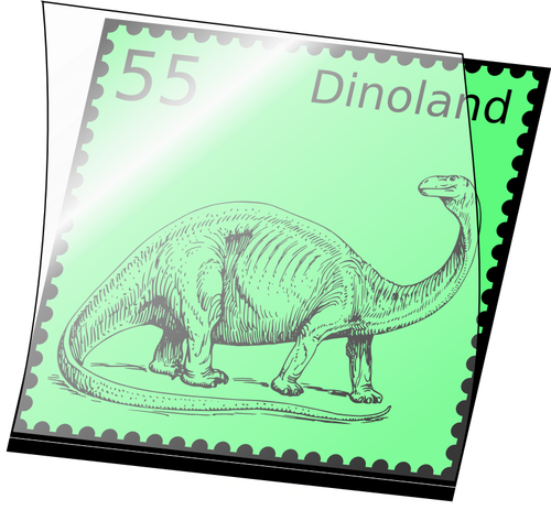 Vector image of dinosaur stamp mounted in an opened stamp mount