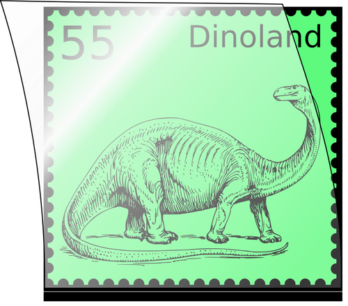 Ilustración vectorial del sello postal de dinosaurio en una montura sello abierto