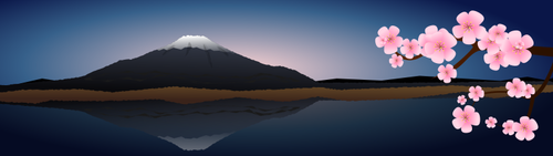 Япония Вечерний пейзаж векторное изображение