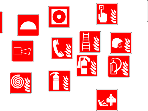 Fire fighting warning signs vector image