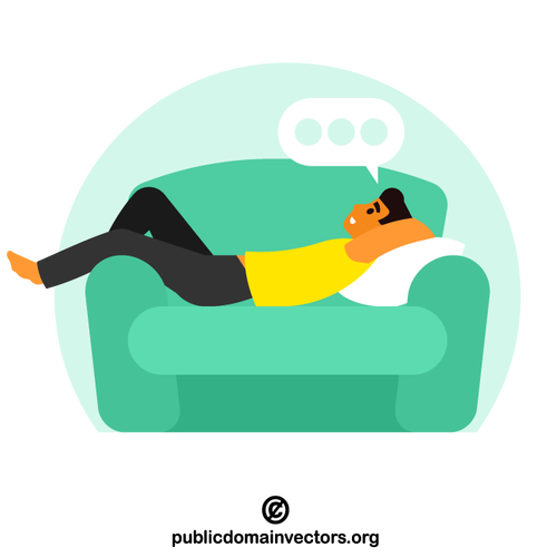 Líný chlap ležící na gauči