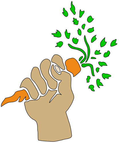 Hand met wortel vector tekening