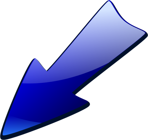 Flèche bleue vers le bas des graphiques vectoriels gauche