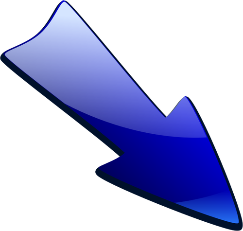 Голубая стрелка вниз правый векторной графики