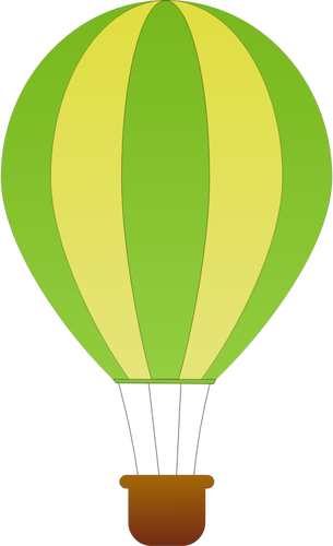 ऊर्ध्वाधर धारियों के हरे और पीले गर्म हवा के गुब्बारे वेक्टर ड्राइंग