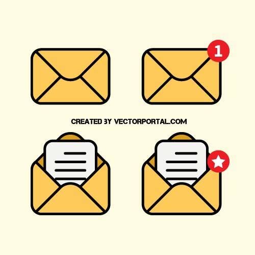 Gelbe Mail-Symbole in Vektor-format