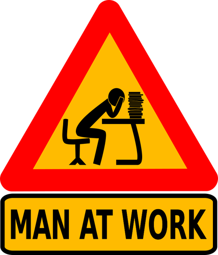رجل في علامة لوحة العمل الفكرية