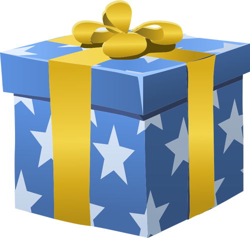 Vector image of blue gift wrapped box