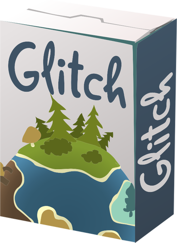 Glitch-tuotemerkin laatikon vektorikuva