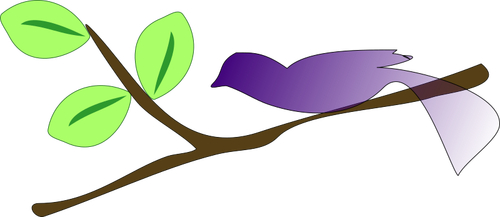 Vector illustration of gradient blue bird on a branch