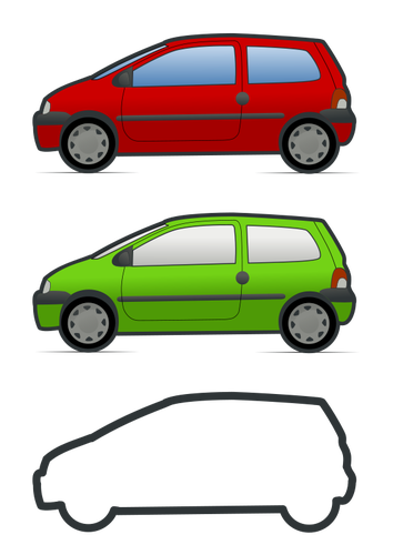 Vettore di Renault Twingo rosso e verde