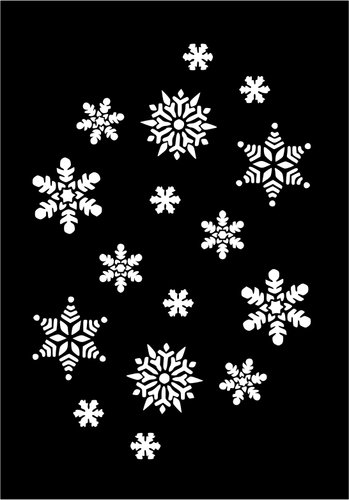 Imagine vectorială de fulgi de zăpadă alb pe fundal negru