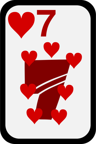 Sept des cartes à jouer funky Hearts vector clipart