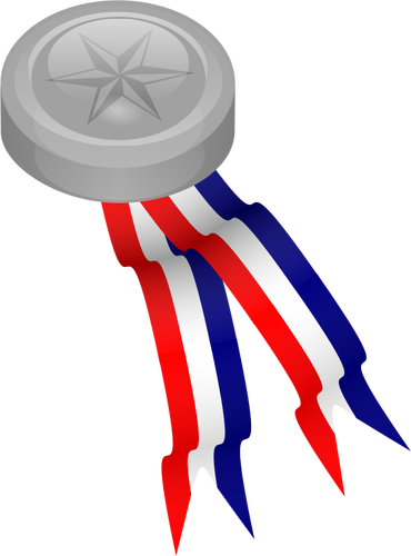 Platina medaille met blauw, wit en rood lint vector illustraties