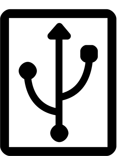 האיור וקטור של סמל KDE USB בשחור-לבן