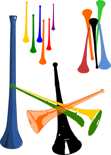 Vectorillustratie van kunststof vuvuzelas