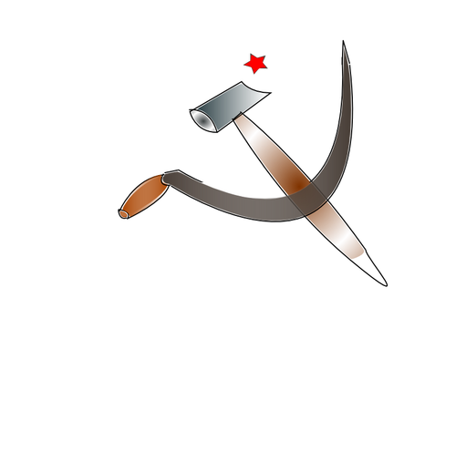 Sickle, hammer and red star vector image