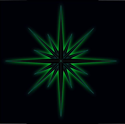 Vektor-Illustration der leuchtend grüne Sterne auf schwarzem Hintergrund