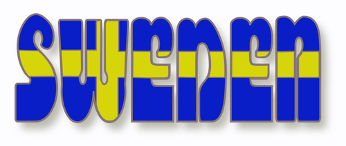 Zweedse vlag in het woord Zweden
