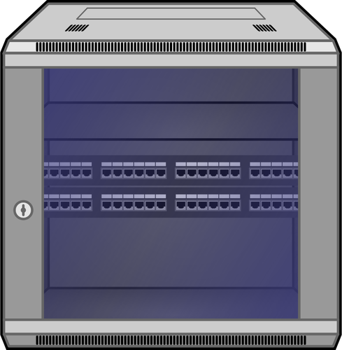 Wall-mounted network rack vector image