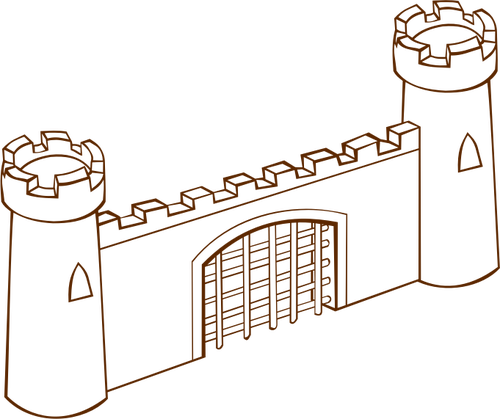 Vektorikuva roolipelikarttakuvakkeesta linnoituksen portille