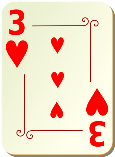 Tres de corazones vector illustration