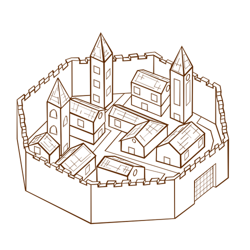 Město v zdi RPG mapa symbol vektorový obrázek