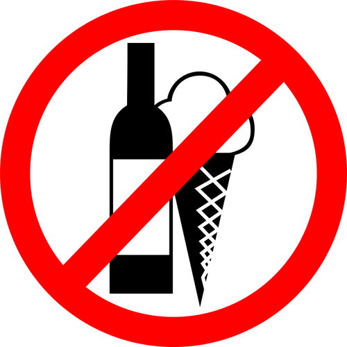 "Tidak ada minuman, tidak ada es krim" tanda gambar vektor