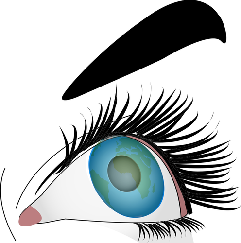 Illustrasjon av nærbilde av en blå kvinnelige øye
