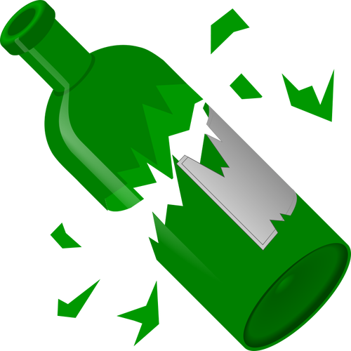 हरे रंग की बोतल वेक्टर छवि टूट गया