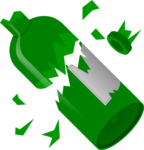 Kırık parçalar yeşil şişe vektör grafik