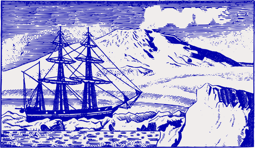 दक्षिण ध्रुव वेक्टर छवि पर पुराने जहाज