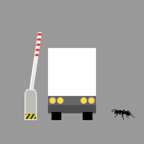 Clipart vectoriels de quitter un terrain de stationnement de camion