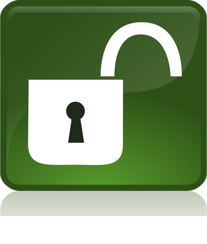 Lock geopend in groene knop vectorafbeeldingen