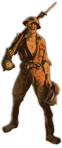 Image vectorielle du soldat avec fusil.