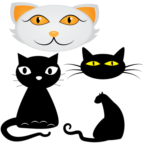 חתול ארבעה פרצופים וקטור אוסף