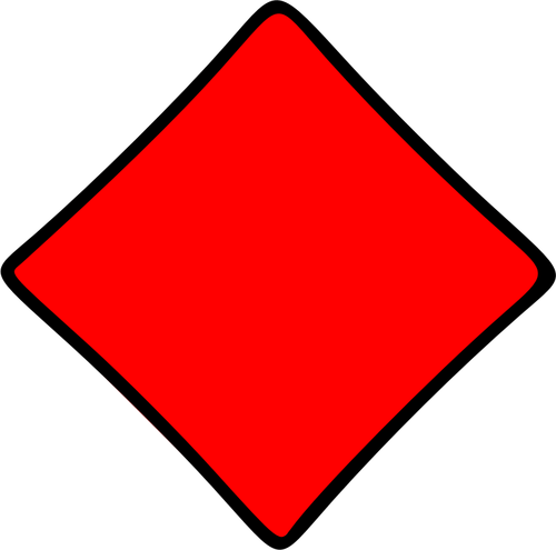 Clipart vetorial de símbolo de baralho descrito diamante vermelho