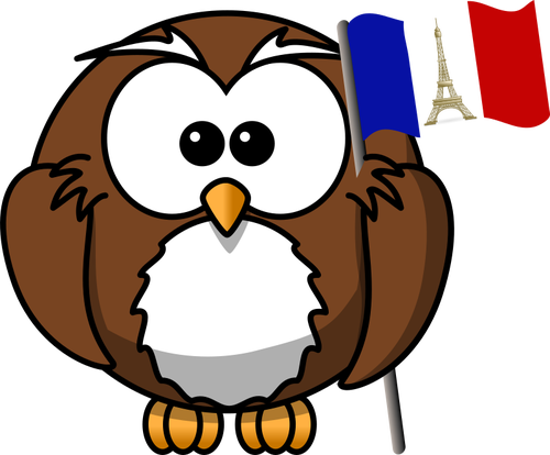 Coruja com bandeira francesa