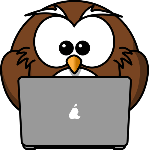 Owl with laptop vector drawing