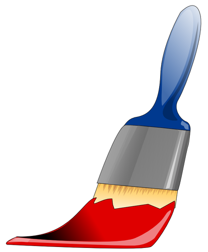 Pensel med rödfärg vektor illustration